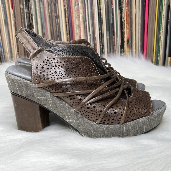 Antelope Block Heel Platform Sling Back Sandals with Crisscross Straps Size 36 - Picture 9 of 9